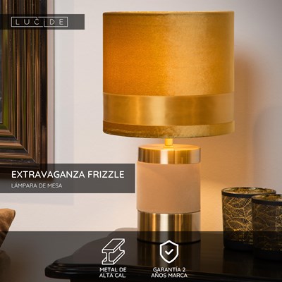 Lucide EXTRAVAGANZA FRIZZLE - Lámpara de mesa - Ø 18 cm - 1xE14 - Amarillo